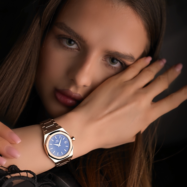 Rose Blue Dial Steel